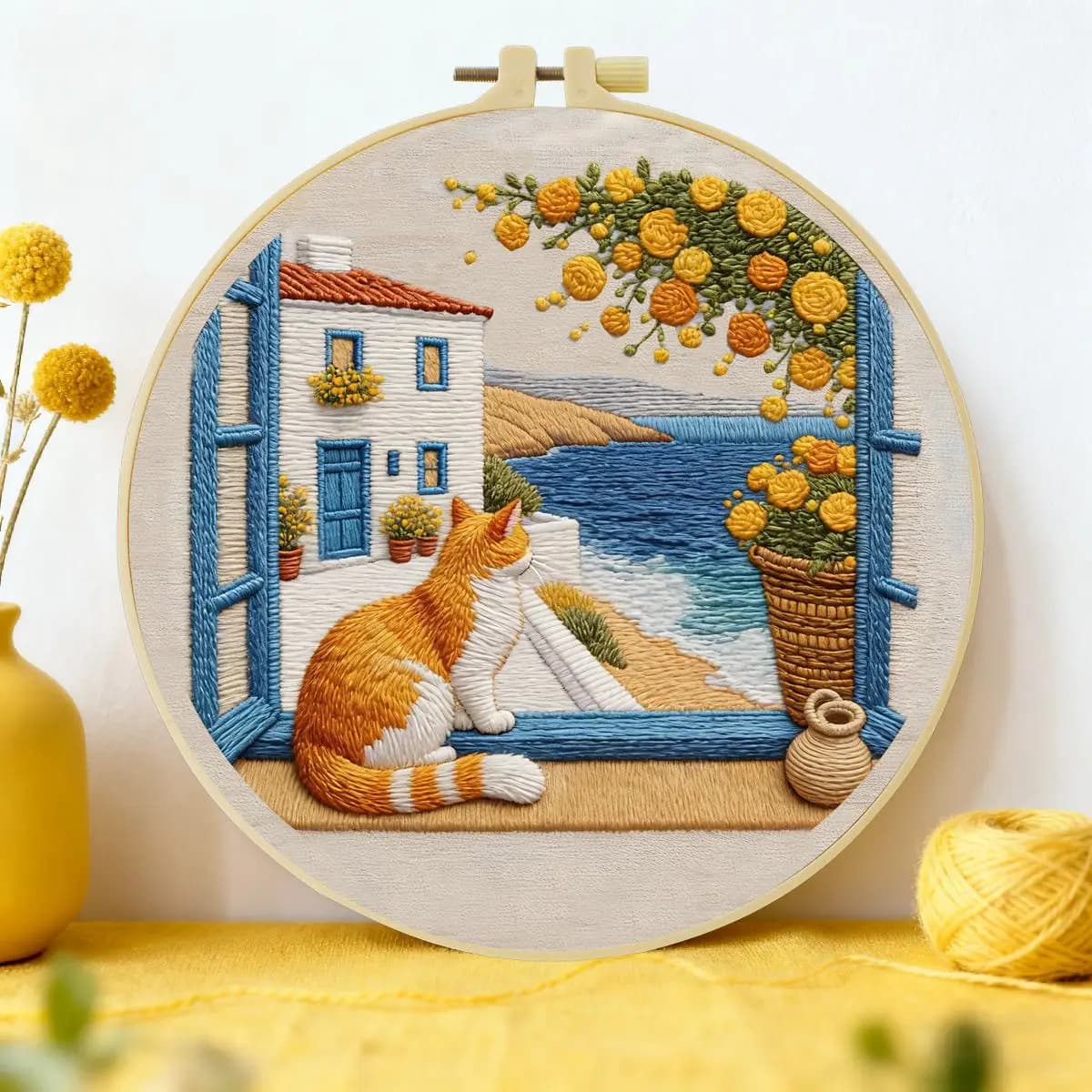 1pc 20X20CM/15X15CM 7.87/6.3inch Cat Embroidery Starter Kit DIY Kit DIY Embroidery Kit Manualidades Home Decor Needle Art