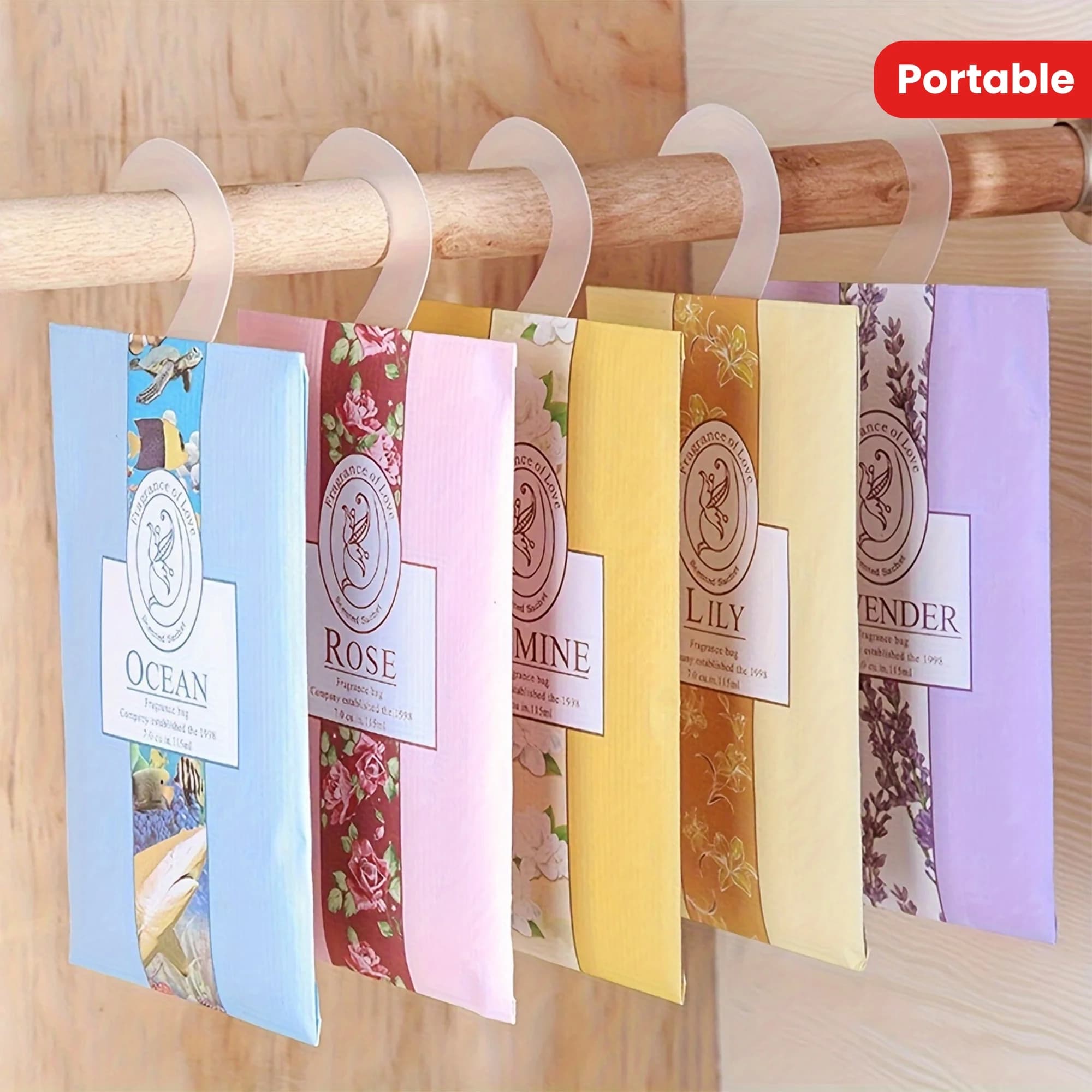 Confezione da 5 bustine profumate per guardaroba - Borse sospese per eliminare gli odori per la casa, l'appartamento, il dormitorio, l'armadio, la freschezza, gli deodoranti portatili