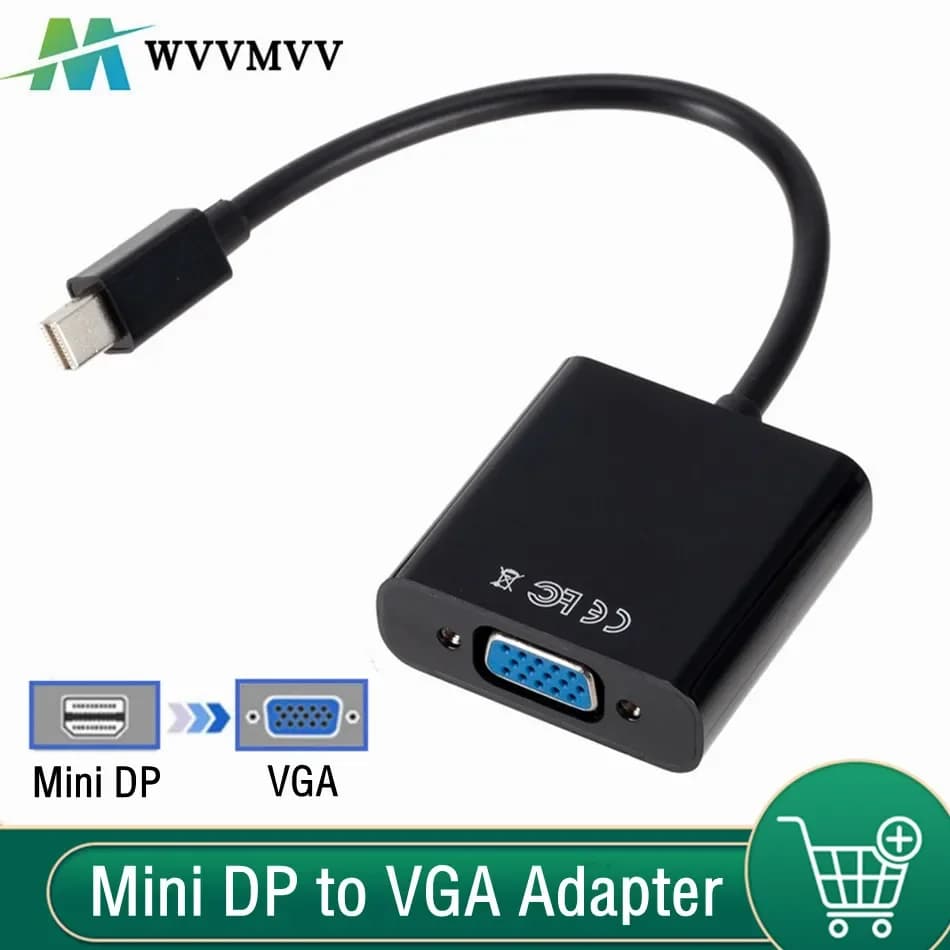 Convertitore Mini Thunderbolt a VGA 1080p Mini DisplayPort Display Port Adattatore cavo Mini DP a VGA per HDTV per MacBook Air Pro