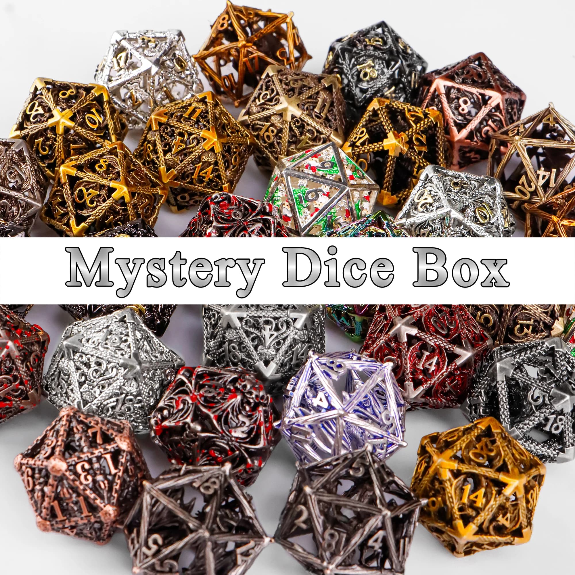 Set di dadi misteriosi Borsa cieca Dadi da tavolo DND cavi in resina per Dungeons And Dragons Set di dadi D e D Regalo di Natale