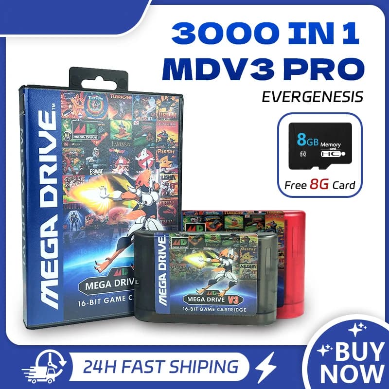 Cartuccia aggiornata per giochi EDMDS V3 Pro 3000 in 1 per scheda console SEGA GENESIS Mega Drive MegaDrive