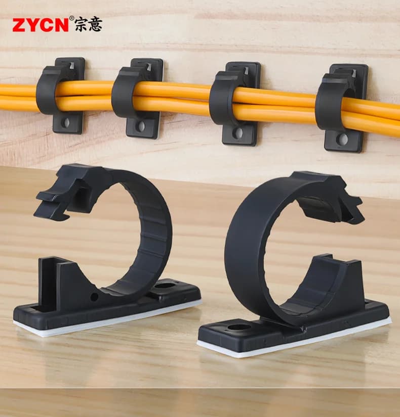20 Pezzi Clip Organizzatori Cavi Autoadesivi LY-4/6/8, Supporto Regolabile per Gestione Cavi, Avvolgicavo USB, Morsetto Rotondo Adesivo