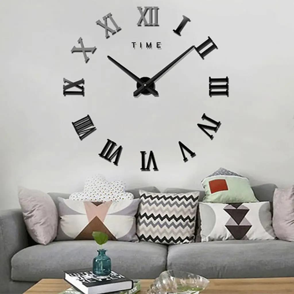 Modern wall clock with Roman number fai-da-te Wall decal 3D mirror surface decoration for the house