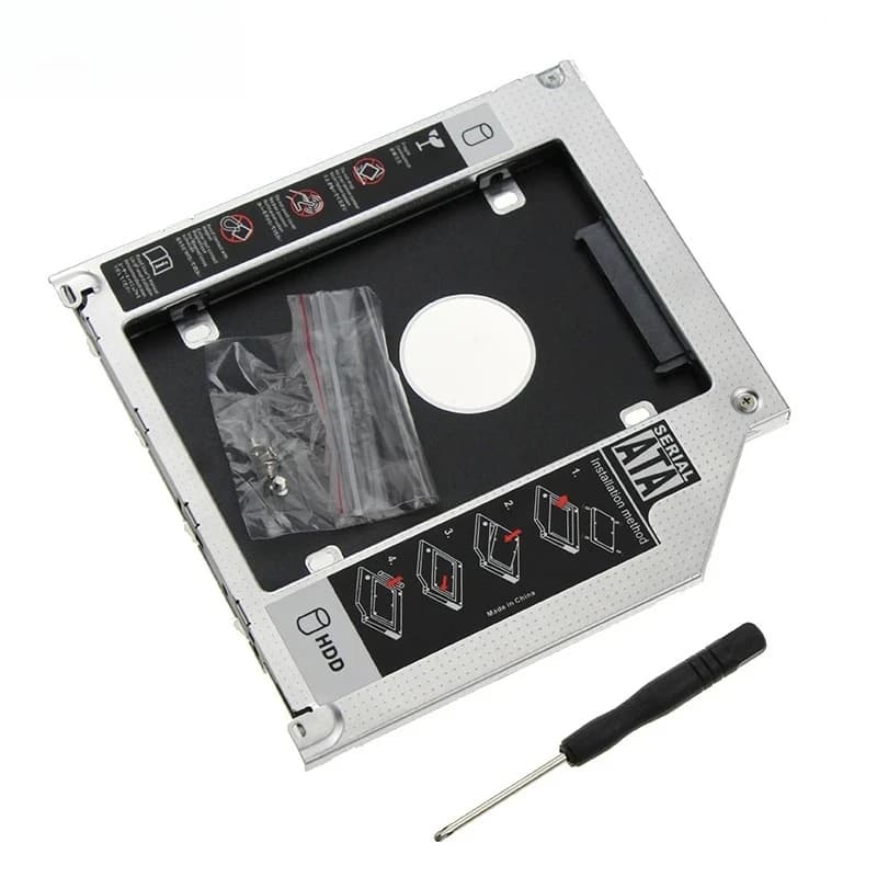 9.5mm 2.5 Inch SATA Aluminum Hard Drive Caddy Tray Laptop Optical‑Bay HDD SSD Adapter Replace Optical Drive Hard Disk Holder