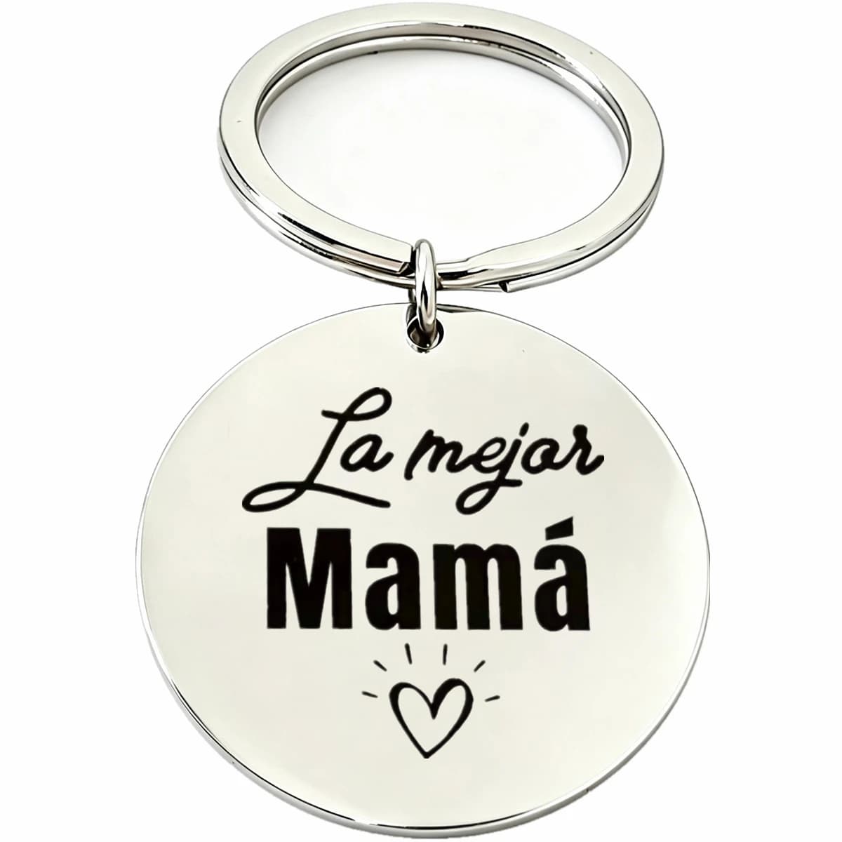 1Pc Stainless Steel Keychain La Mejor Mama Laser Engraved Round Key Ring Gift for Mom Mother's Day Spanish Souvenir Present
