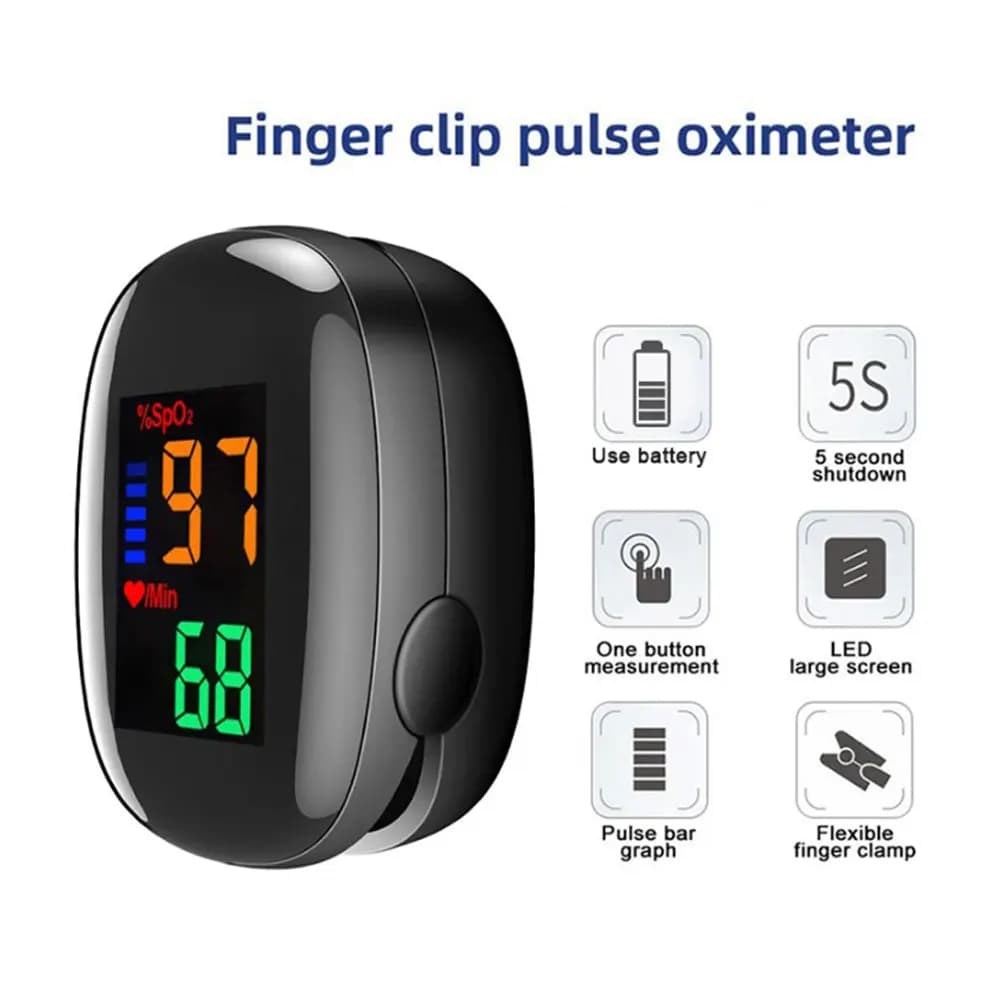 1Pc Medical Digital finger Pulse Oxymeter Clip From finger LED Display SpO2 Cardiac Frequency Monitor Blood Oxygen Saturation Meter