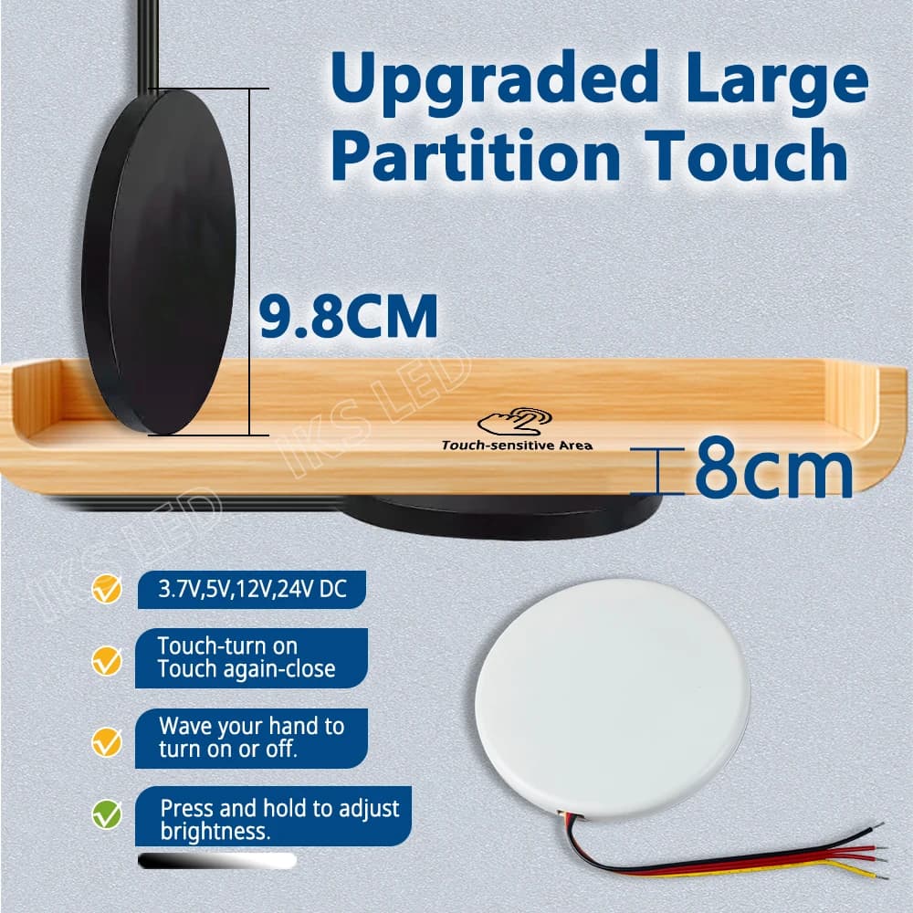 5V 12V 24V LED Dimmerabile Interruttore del sensore tattile Pannello in legno penetrante 8cm Smart Home Dimmer per il controllo dell'illuminazione Interruttore di scansione manuale