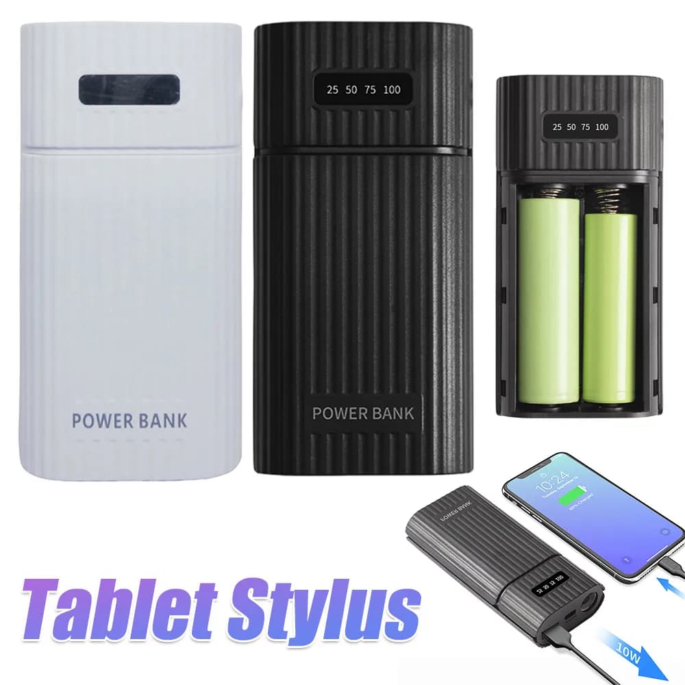 Adattatore Caricabatterie 18650/18700/20700/21700 con Guscio in Plastica, Kit Power Bank Portatile a Ricarica Rapida per iPhone/Telefoni Android
