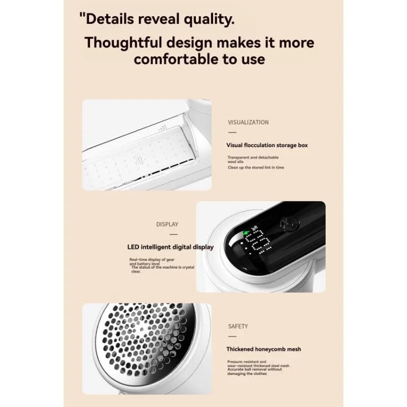 Rasoio per tessuti ricaricabile con display digitale A98G 2025 Nuovo potente levapelucchi elettrico per vestiti in bianco