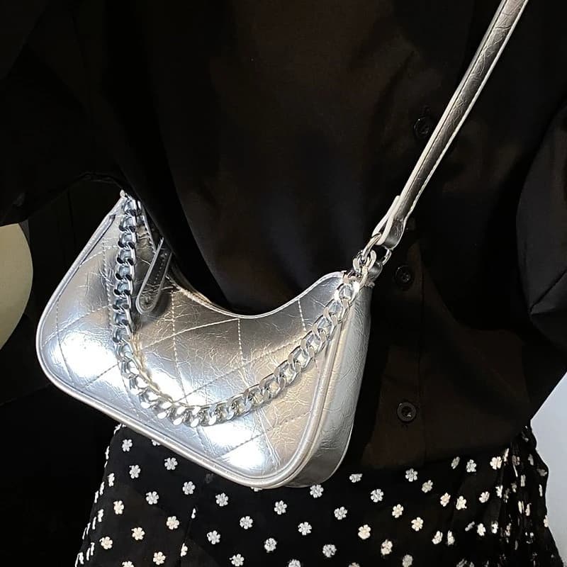 Borsa a Spalla da Donna con Rivetti, Borsa alla Moda per Signore, Trendy Borsa Rock Y2K con Catena per Viaggi, Vacanze, Uso Quotidiano, Borsa di Design di Lusso