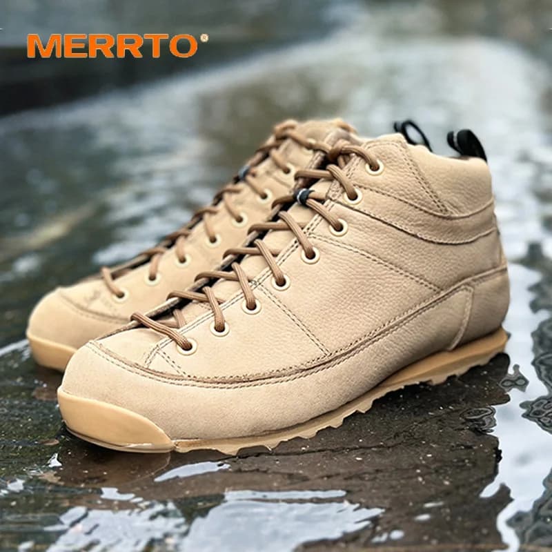 MERRTO scarpe da trekking in pelle bovina Stivali da caccia impermeabili da uomo Scarpe da combattimento tattiche nel deserto Scarpe da trekking da uomo da donna Scarpe da ginnastica da passeggio