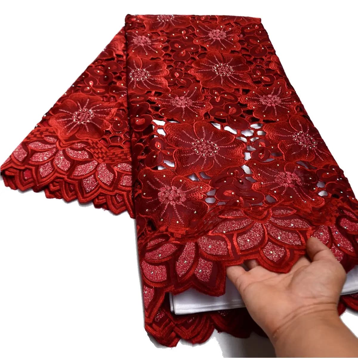 5 yards handcut african lace fabrics 2023 high quality new design embroidery swiss lace for Nigerian traditional big occasional