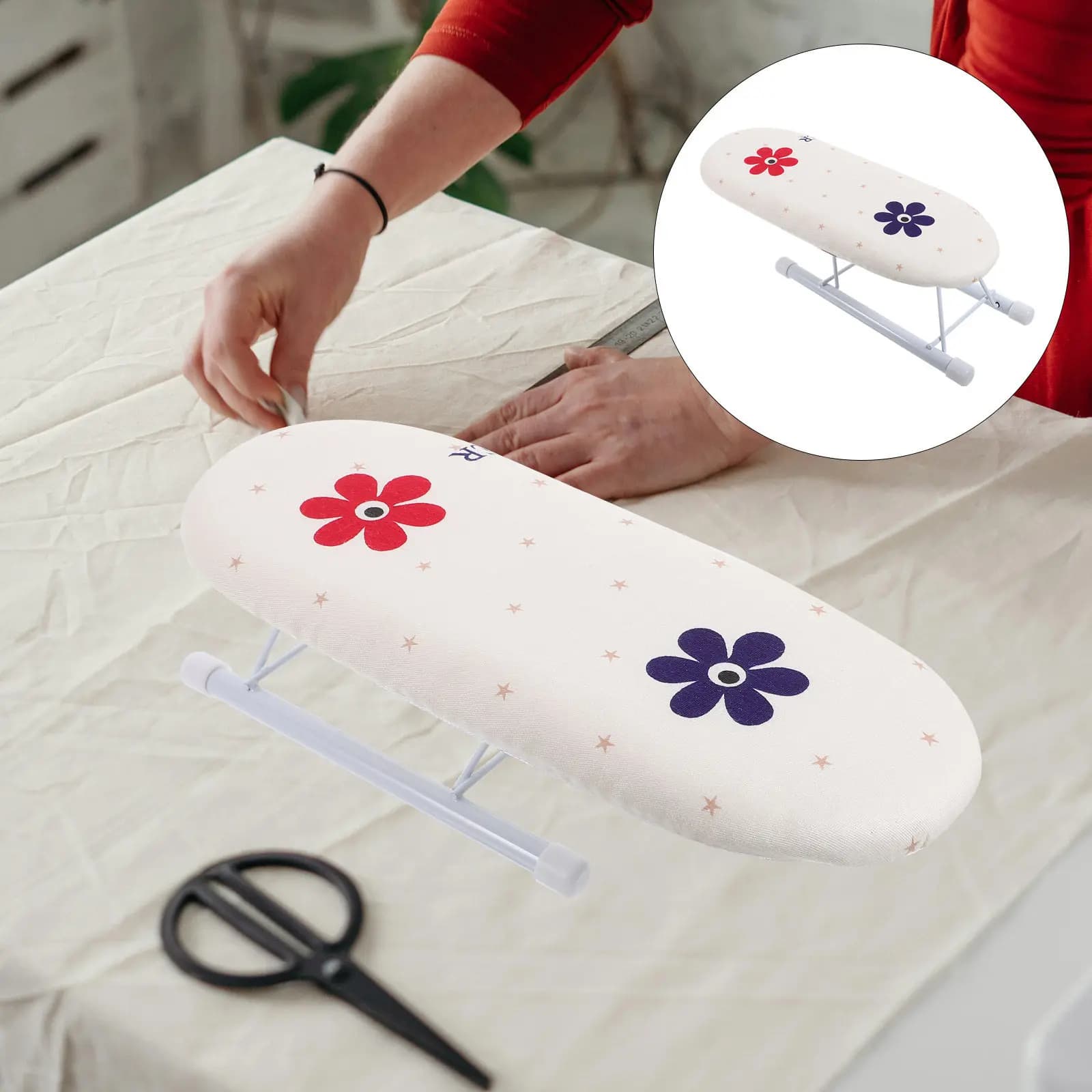 Foldable Small Ironing Board Sleeve Stand Lightweight Portable Tabletop Ironing Board for Clothes Steamer Tailoring Use