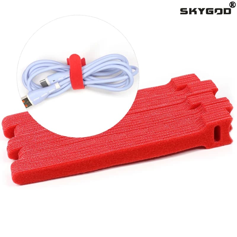 Fascette per cavi rilasciabili Organizzatore di cavi Rosso 15 20 25 30 cm Cinghie ad anello con gancio in nylon Avvolgere Zip Bundle Fasciatura Fascetta Fissaggio in plastica