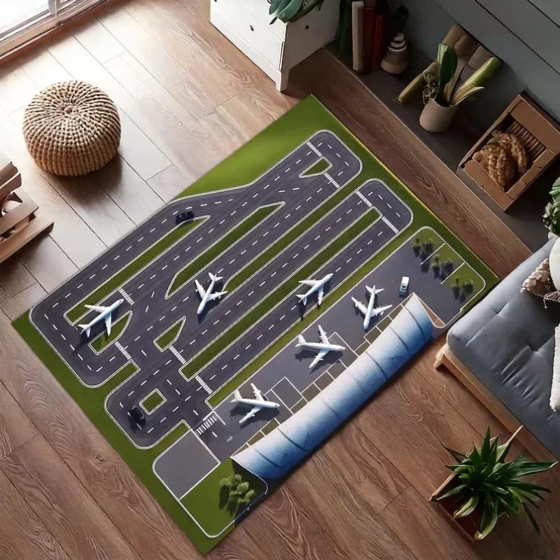 Aeronautical theme carpet for children's bedroom or playroom furniture