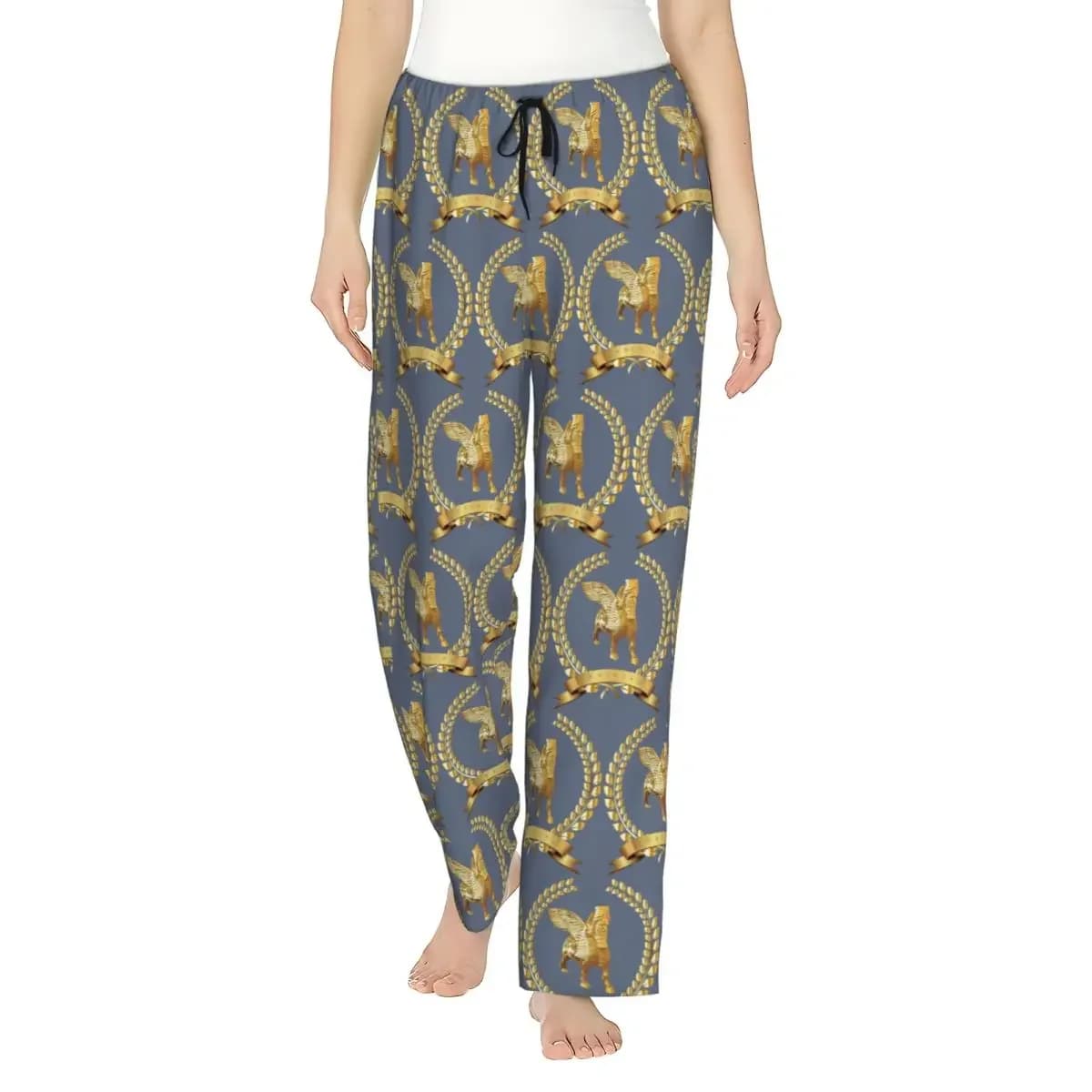 Pantaloni da Pigiama di Lusso Personalizzati con Bandiera Assiriana Suryoyo per Donne, Pantaloni da Notte con Tasche