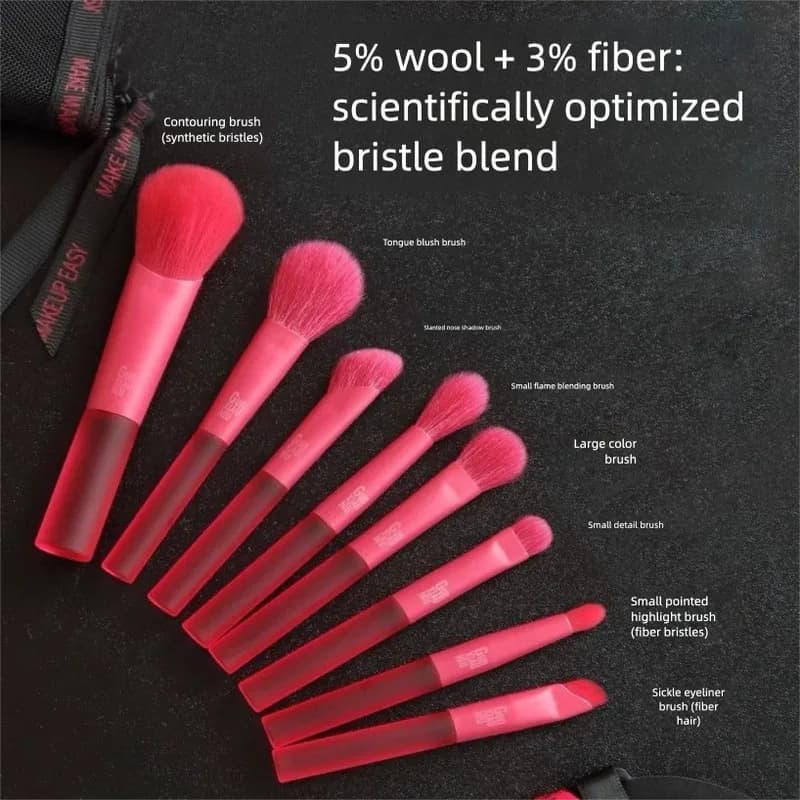 Set di Pennelli Guo Xiaoniu Mei per Ombretto, Blush, Polvere Libera e Contouring, Kit Completo di Strumenti per il Trucco