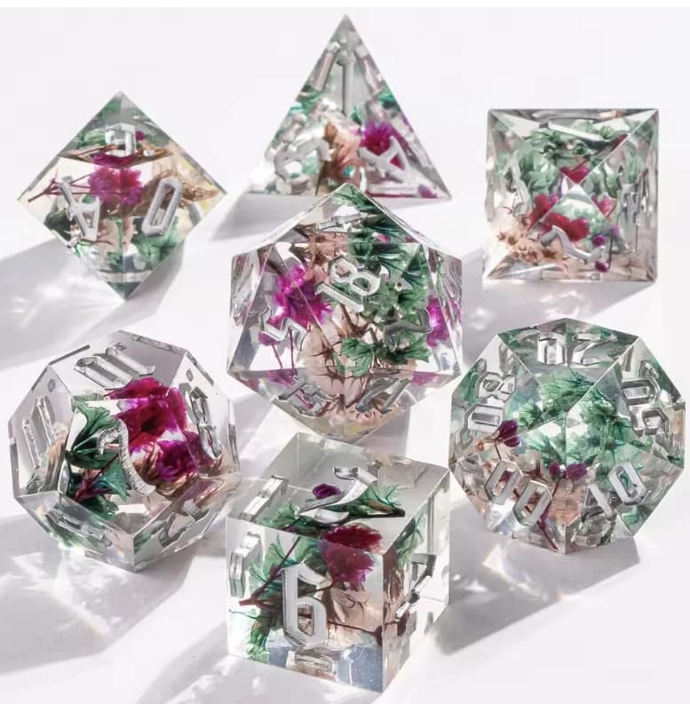 Set di Dadi Poliedrici con Nucleo Liquido per Dungeons & Dragons, Dadi in Resina per Giochi di Ruolo, Magic Pathfinder - Utilizzati per Giochi da Tavolo