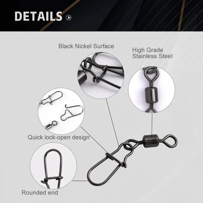5 compartment holder box with 8-shaped connector, fishing gear kit, accessories organizer, rotary ring + reinforced pin