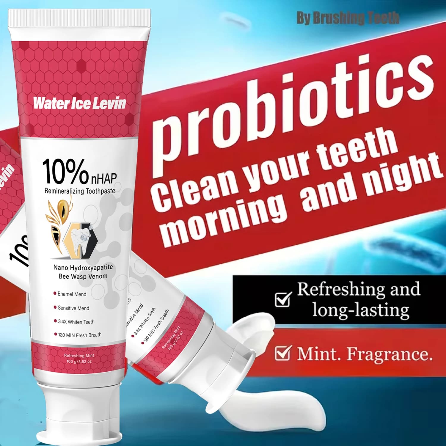 Dentifricio Sbiancante 100g con Nano Idrossiapatite e Vitamin C - Reinforcing for Smalt, Care for Sensible Tooths, Long-Term Fresh Food