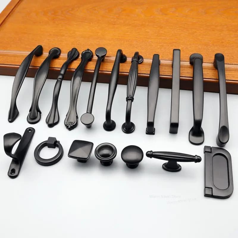 Maniglia per comodino in lega di alluminio nera Maniglia per armadio minimalista Maniglie per mobili Hardware per mobili Maniglie per cassetti per porte dell'armadio
