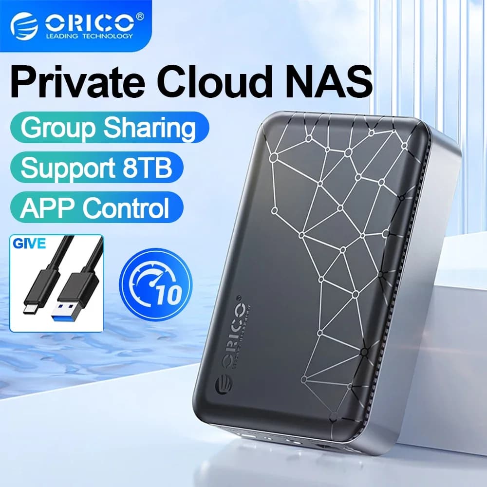 ORICO NAS Storage Scatola di rete per custodia per disco rigido HDD da 2,5 pollici con adattatore per custodia esterna per accesso remoto di backup automatico