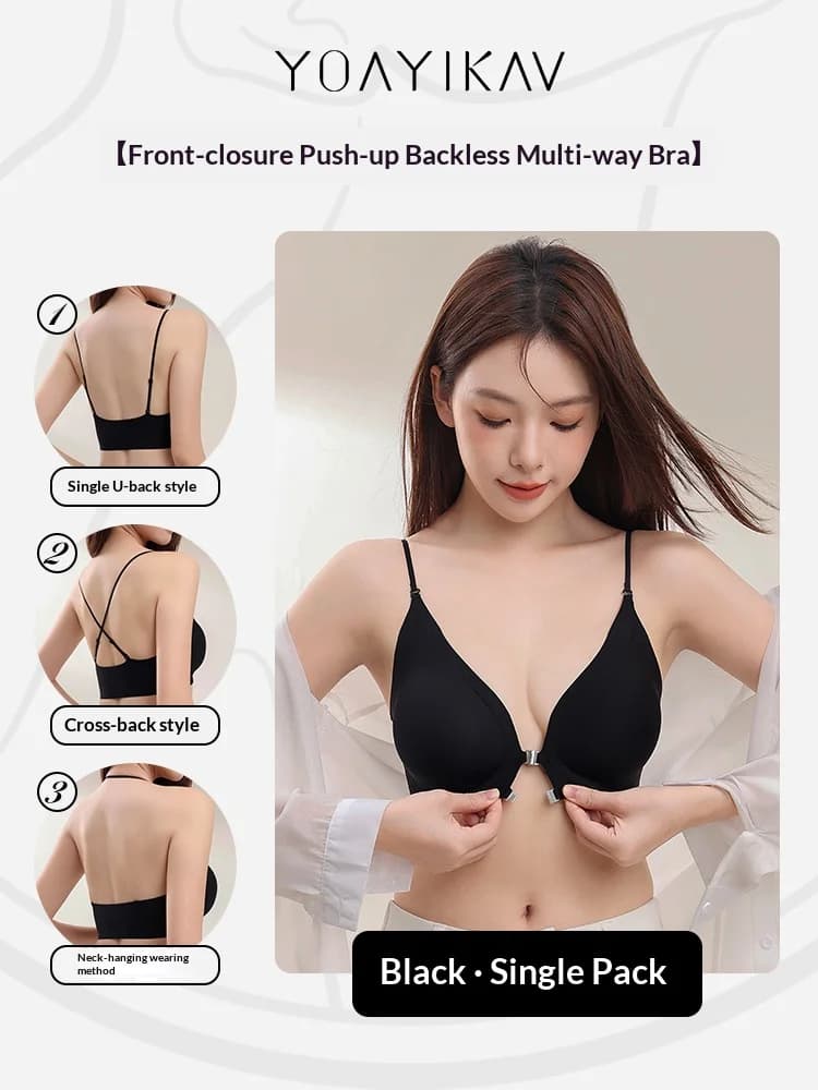 KUCLUT Women's Front Button Cross Hanging Neck Beautiful Back Invisible Seamless Bra Gathering Without Steel Ring Underwear