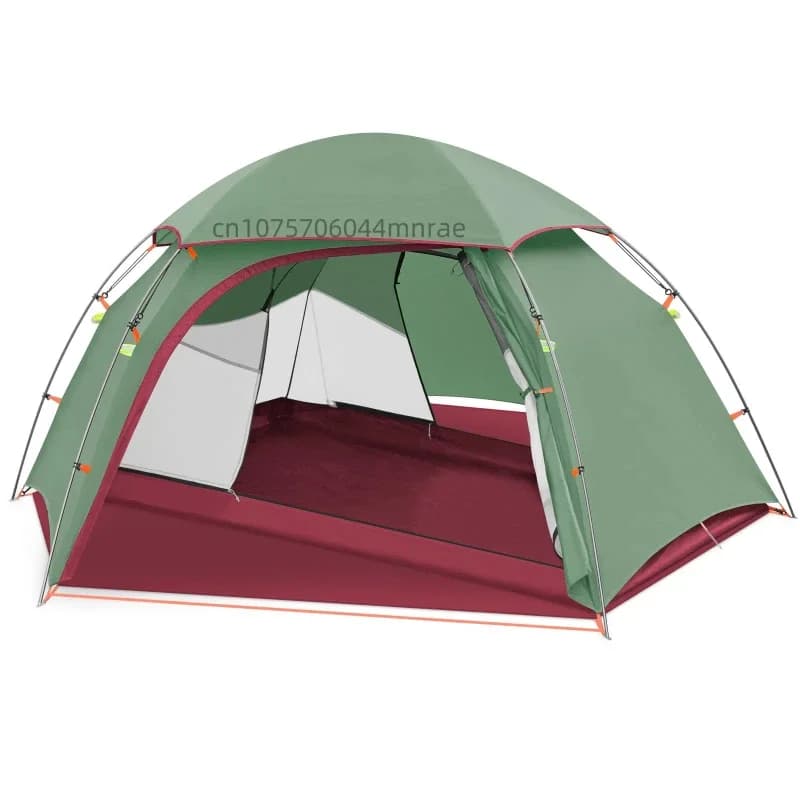 Tenda da esterno per quattro stagioni, tenda da campeggio per 2 persone antipioggia a doppio strato con palo in alluminio, attrezzatura per alpinismo all'aperto