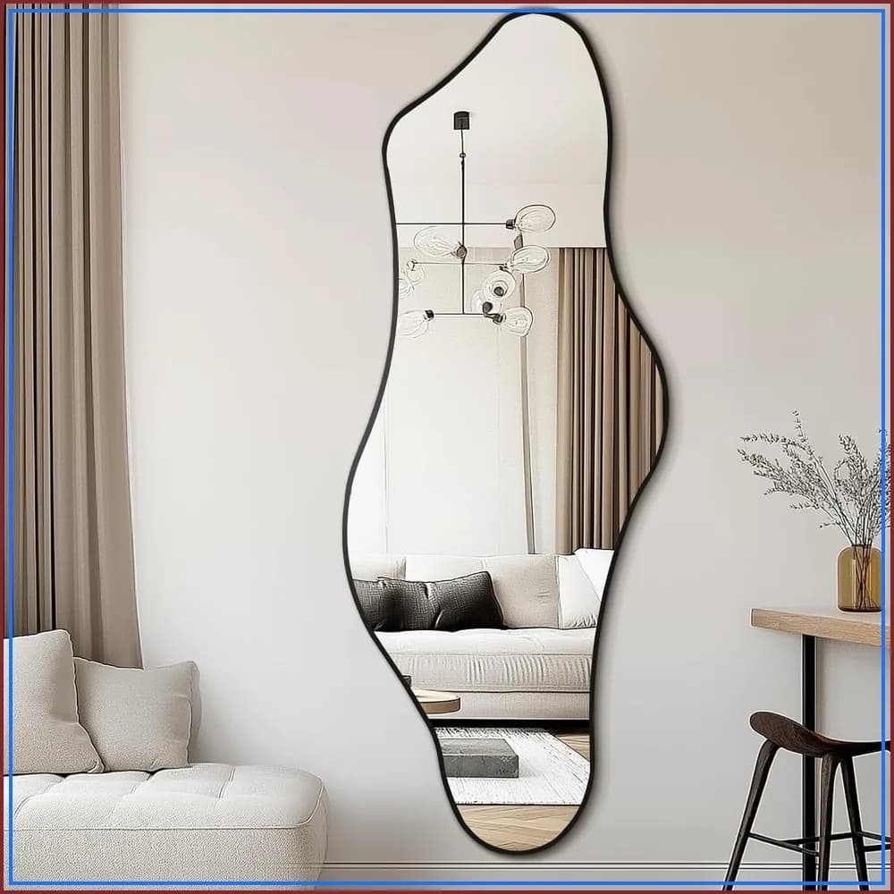 Irregular Wall Mirror 63x24, Asymmetrical Decorative Bathroom Mirror, Cloud Mirror, Modern Vanity Mirror, Shatterproof