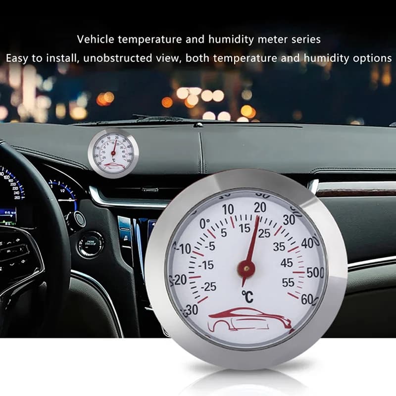 (Ce14)Mini Car Dashboard Portable Vehicle Round Temperature Gauge Meter Car Home Decoration