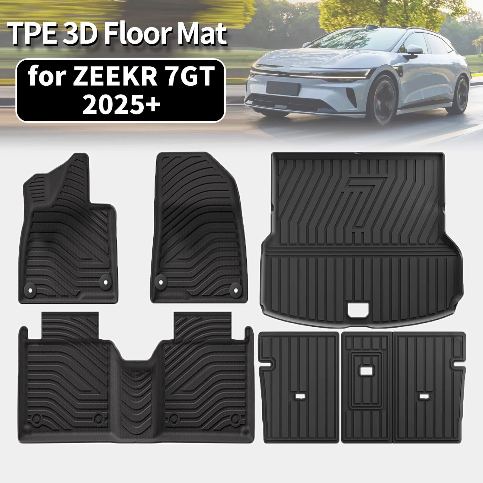 for ZEEKR 7GT 2025 2026 2027 LHD Eco-Friendly TPE Car Floor & Trunk Mats, Non-Slip Dustproof (Not For RHD)