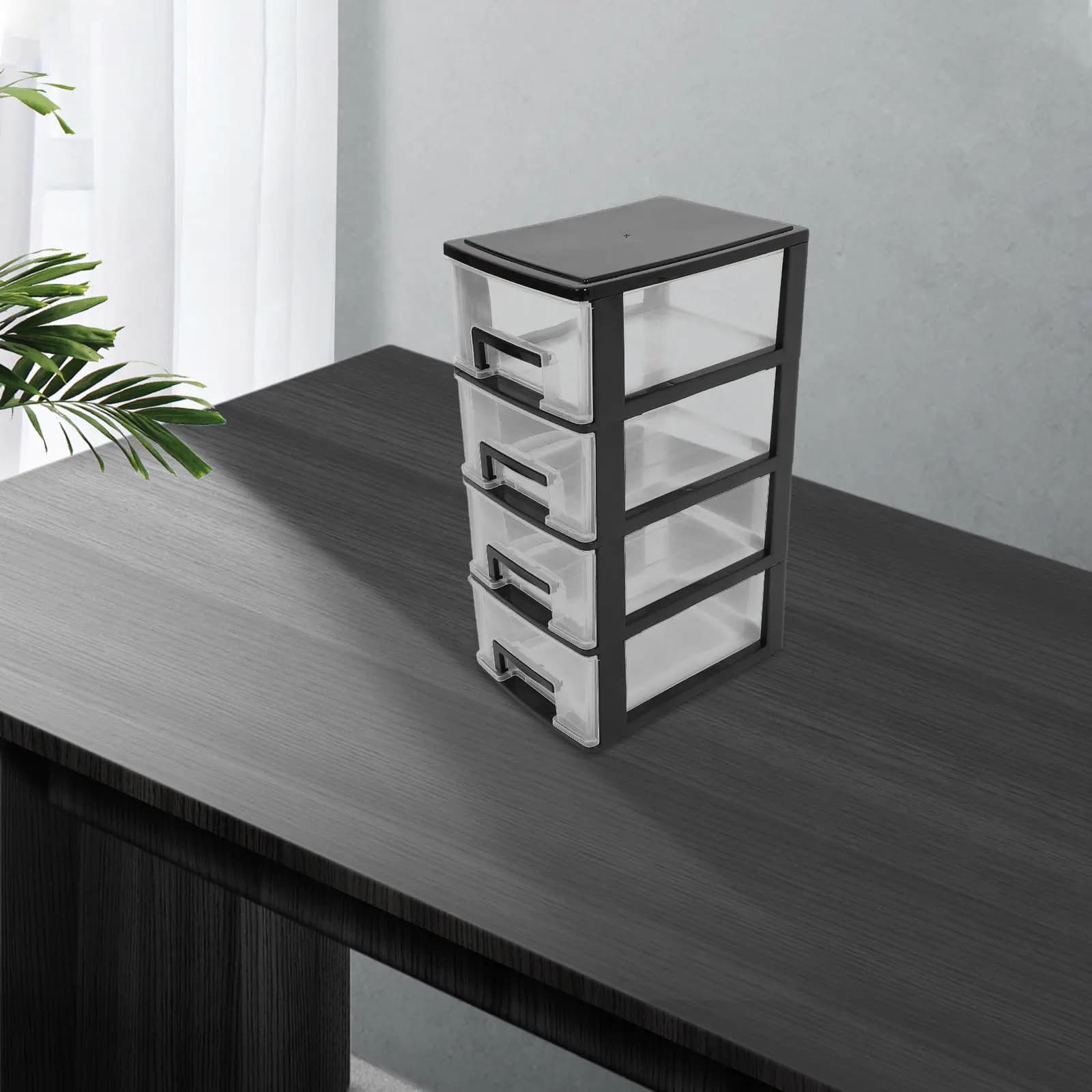 Four-Layer Drawer Storage Cabinet Plastic Organizer Portable Dustproof Storage Box Desktop Sundries Holder Transparent