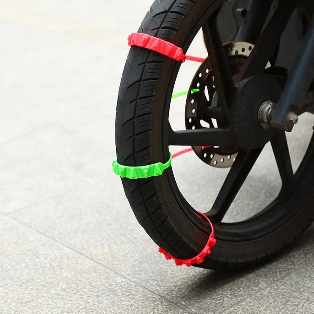 10-50 Pezzi Catene Antiscivolo Invernali per Moto e Biciclette, Cinghie di Emergenza Portatili per Pneumatici, Strisce di Trazione per Neve e Sabbia