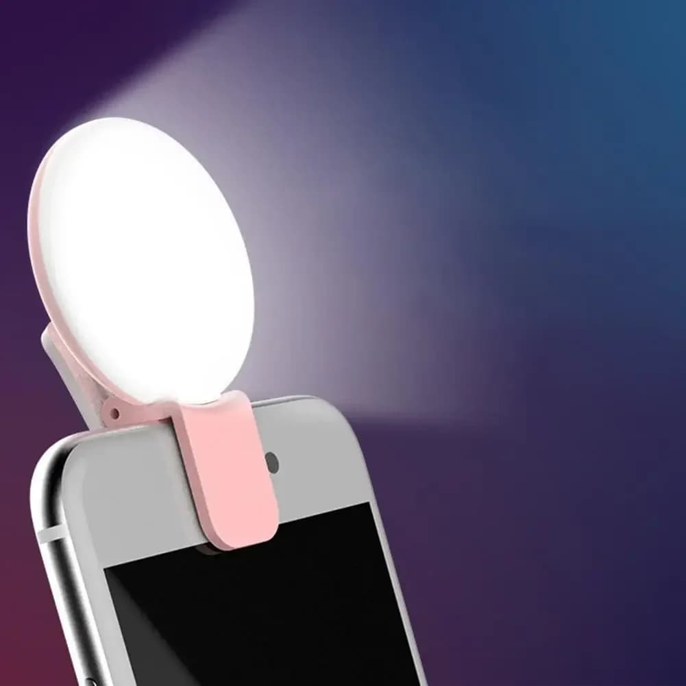Led Selfie Ring Light for Cell Phone Durable Mini Portable Practical Three Stop Dimmer Circle for Photography Filling Light with Clip
