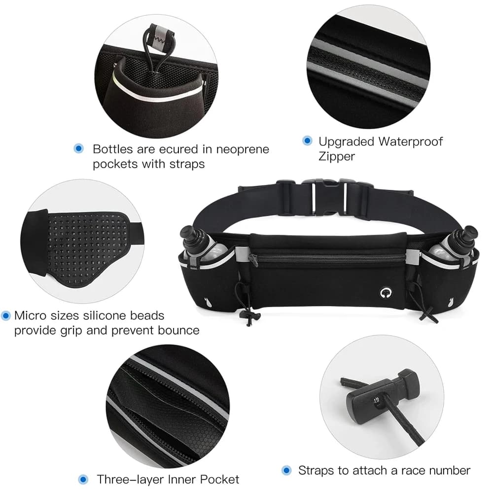 Running bag for trail man/woman marathon for phone, water bottle, sports pouch, race pouch with double fitness pocket