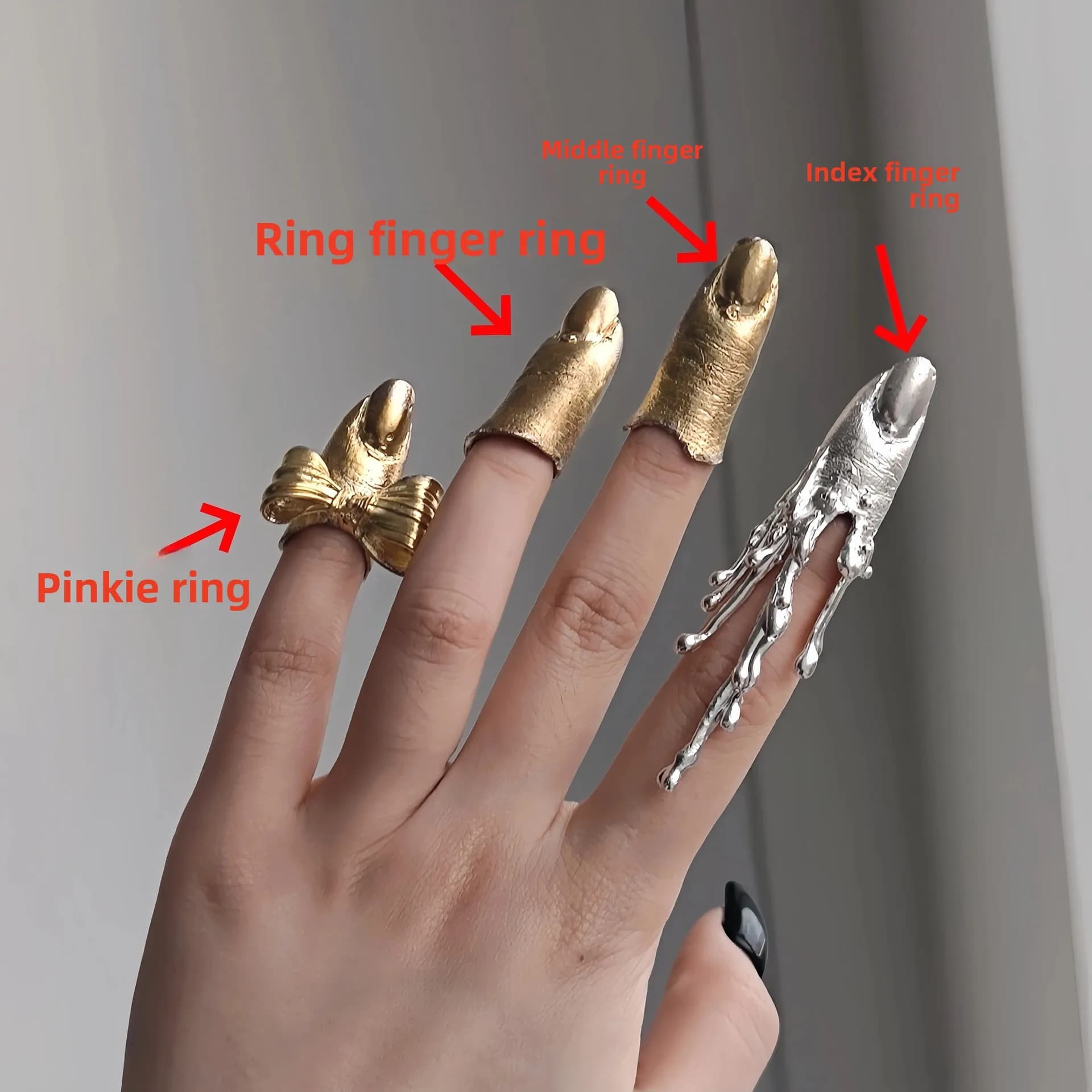 1PCS Creative Irregular Textured Nail Ring Street Hip-Hop Rock Style Bowknot Personalized Light Luxury Ring