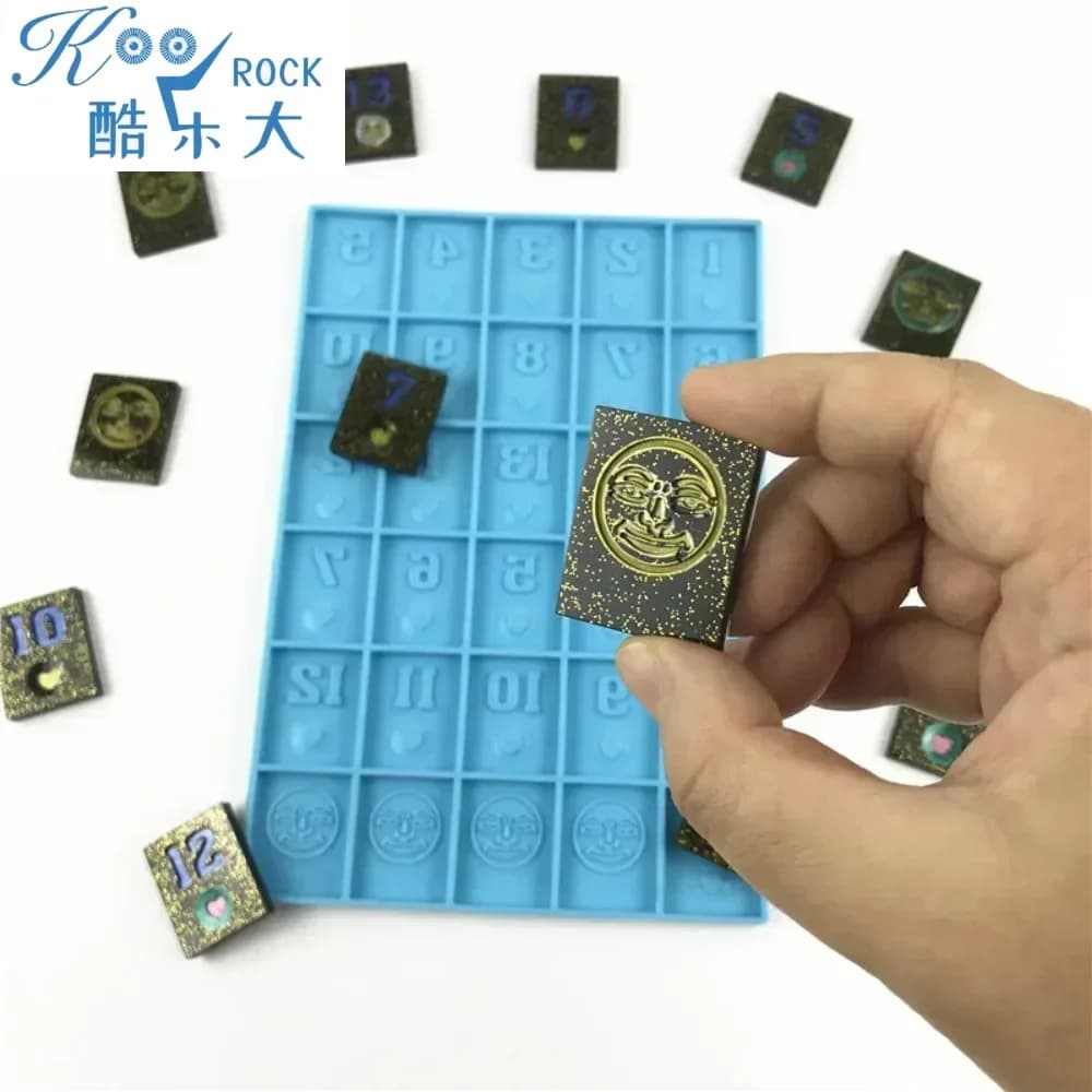 Stampo in silicone per Mahjong di Israele, stampo in resina per piastrelle domino con faccia a specchio, strumento artistico per colla a goccia per lavoro manuale ebraico fai-da-te