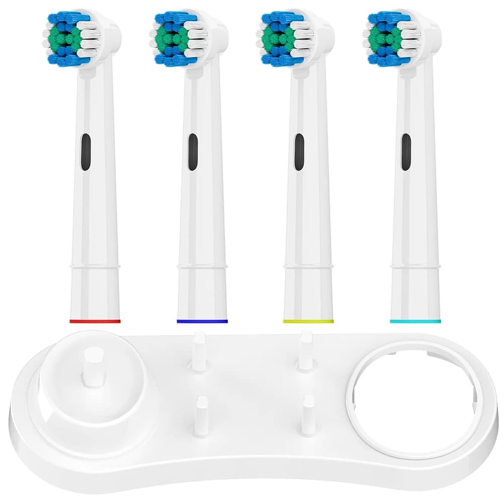 Replacement heads for 4 pieces toothbrush and support for toothbrush heads compatible with Oral B electric toothbrush, for 1000, 1500, 7000