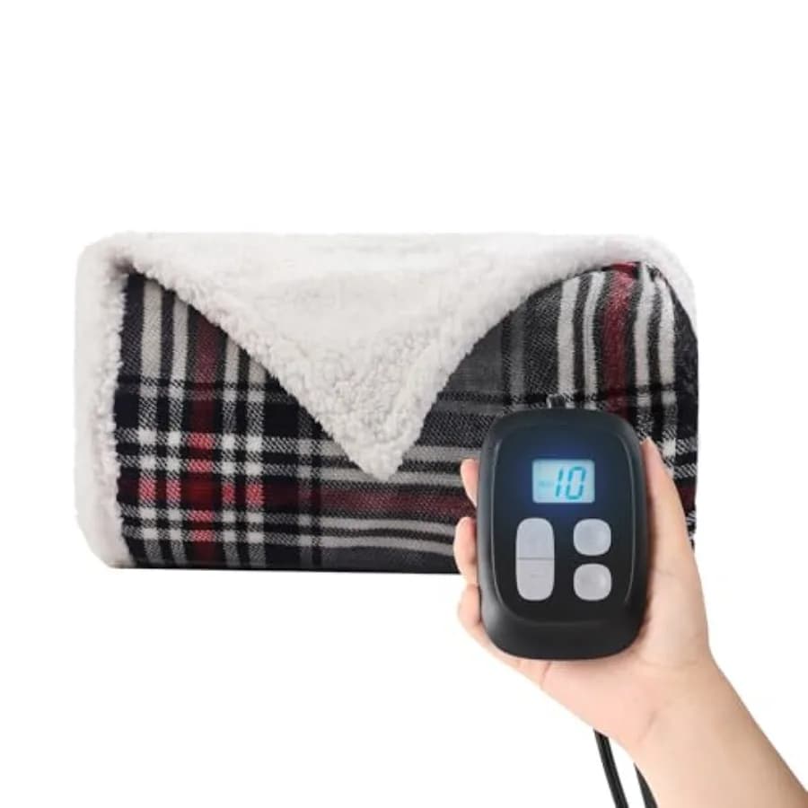 Coperta Elettrica Riscaldata Misura Full Size 183x213 cm con 10 Livelli di Riscaldamento, Spegnimento Automatico 12 Ore, Lavabile in Lavatrice, in Flanella e Microfibra