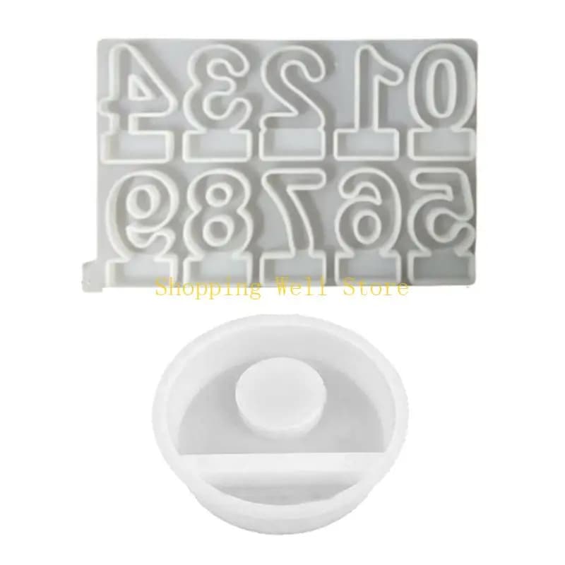 KX4B Holder Resins Molds Number Candlesticks Silicone Mould Epoxy Resins Molds DIY Castings Moulds for Table Decorations