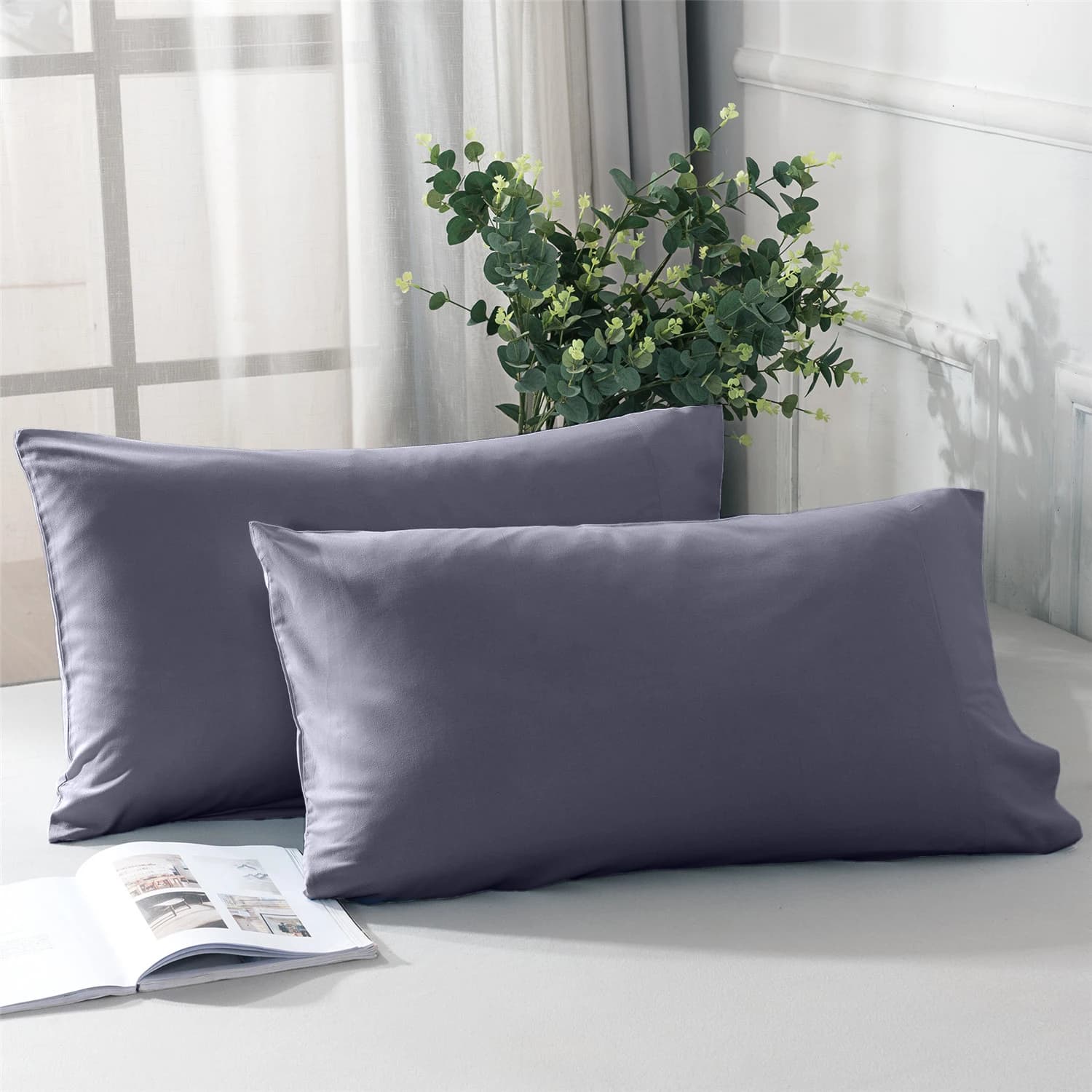 Battilo 2 pezzi buste solide federe Queen King Size federa morbida e traspirante fodera per cuscino in microfibra per letto biancheria da letto dell'hotel
