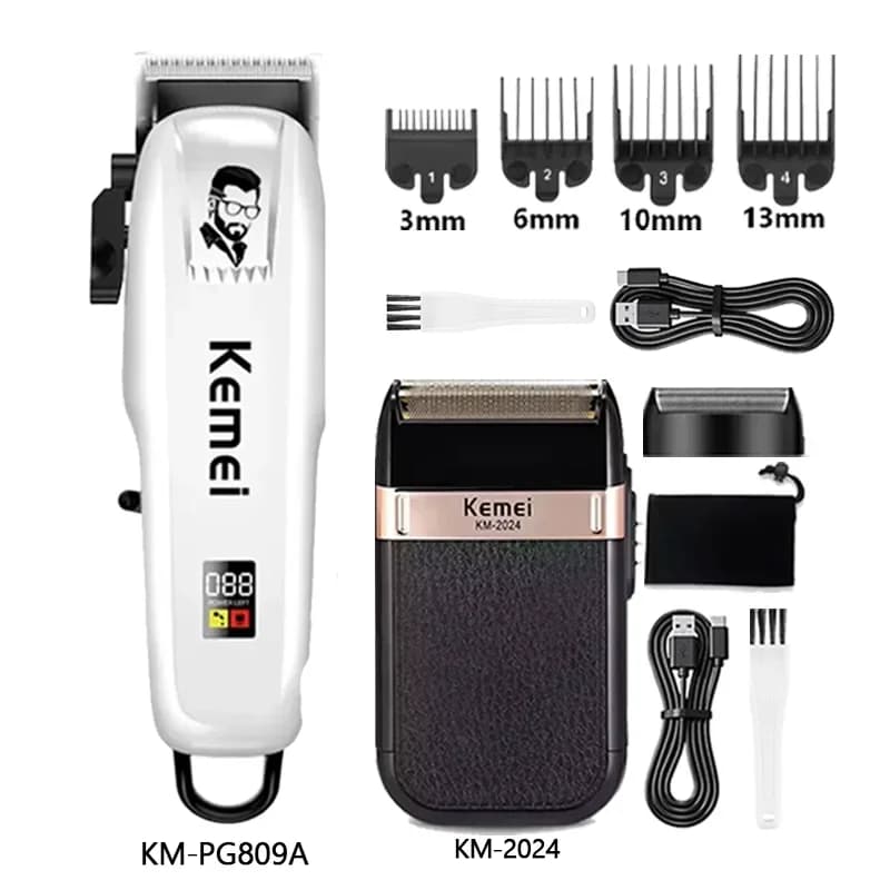 Kemei Hair Clipper Km-2299 Km-PG809A Km-2024 Barber Blading Hair Cutting Machine Clipper Grooming Cordless Rechargeable Shaver