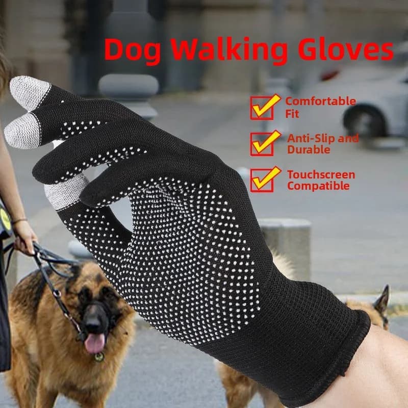Anti-Slip Dog Walking Gloves Breathable Touch Screen Sport Gloves for Dog Training Leashing Feeding Hand Protection Gloves