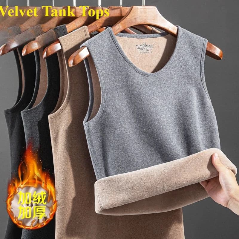 Canotte in velluto invernale Canottiere in velluto da uomo in lana di agnello spessa per il calore Gilet di protezione dal freddo Abbigliamento da uomo