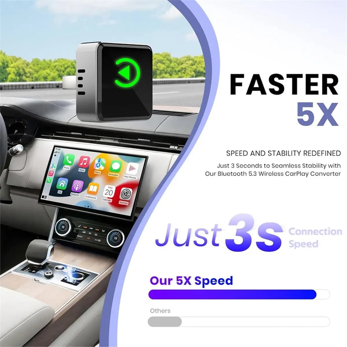Adattatore wireless CarPlay in lega di zinco MirrorLink Smart Android Auto Adattatore Bluetooth wireless Plug & Play per auto