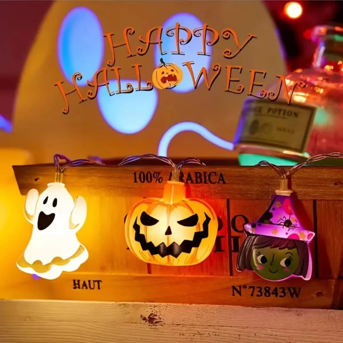 Luci della stringa del fantasma di Halloween Decorazione della stringa della luce della zucca del fantasma Stringa della decorazione del fantasma principale