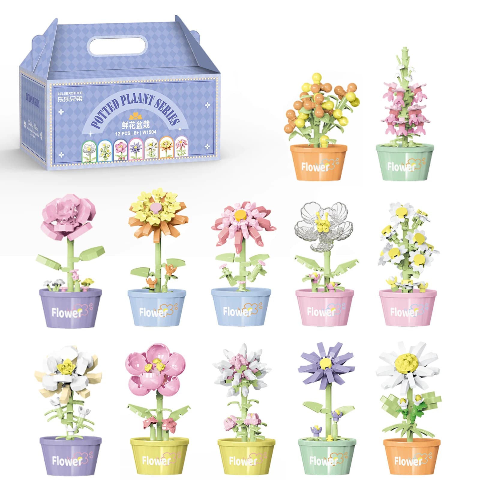 Building Blocks Flower Bouquet Potted Plant Mini Bricks DIY Construction Toy Micro Bricks Gift for Kid Girl Mother's Day Gift