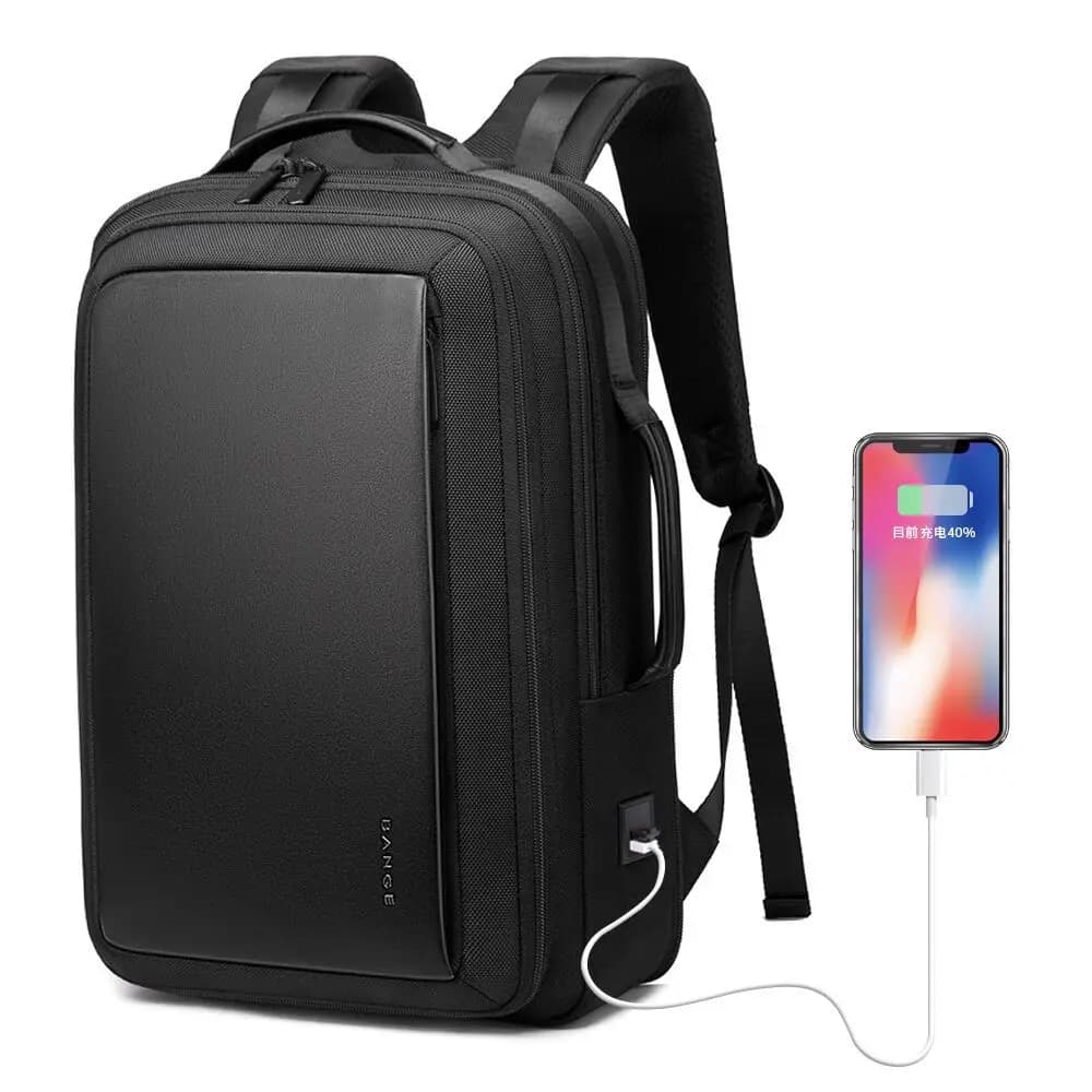 Bange Fashion Men Zaino per laptop da 15 pollici Zaini per computer con ricarica USB esterna Zaino da viaggio impermeabile antifurto per unisex