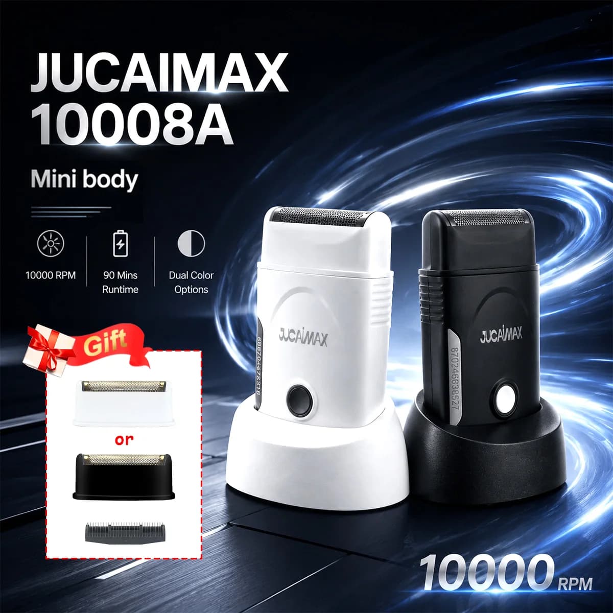 JUCAI JC-10008A Men's Shaving Machine Mini Body Cordless with Dock 10000RPM Professional Shaver Beard Trimmer Electric Shaver