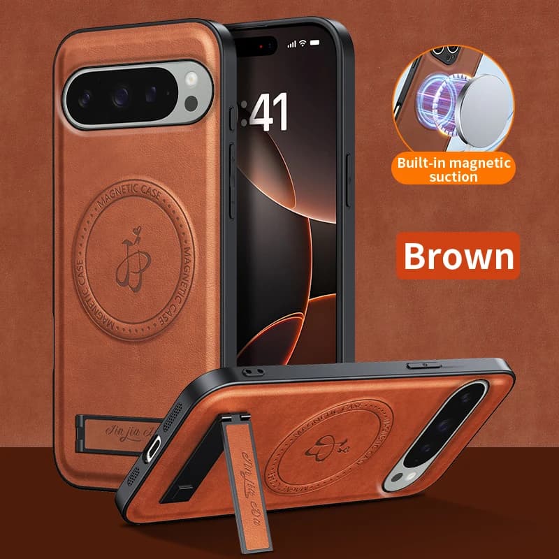 Leather Stand Case for Google Pixel 10 9 Pro XL 10 Pro 8A 7A Magnetic Cover Mag-safe Shockproof Camera Protect Soft Shell Fundas